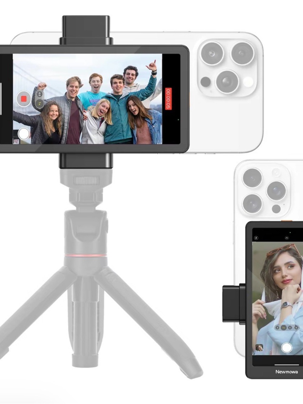 Vlog Selfie Monitor Screen For iPhone, Samsung 4k 30fps Wired Recording Magnetic